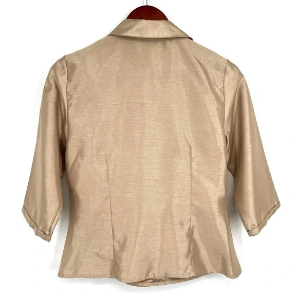 JM Collection Womens Size 6P Petite Gold Wrap Formal Blouse Shirt Top Elegant - Picture 8 of 8